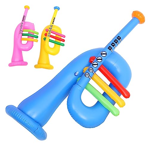 INOOMP 3 Stück Teiliges Aufblasbares Musikinstrument Bunte Trompete Horn für Wiederverwendbare Partyaccessoires für Musikfeste Strandpartys und Mehr Zufällige Farbe von INOOMP