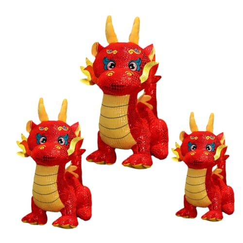 INOOMP 3 Stück Teiliges Plüsch Drachen Maskottchen Chinesisches Neujahr Kuscheltier für Gesundheit und Wohlstand Dekoratives für Zuhause von INOOMP