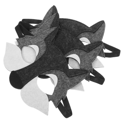 INOOMP 3 Stücke Wolfskopfmaske Cosplay-Versorgung Party süße Maske maskieren pj klein tierkostüme für tiermasken für Halbmasken für Tiermaske für Grey INOOMP 3 Stücke Wolfskopfmaske Cosplay-Versorgung Party süße Maske maskieren pj klein tierkostüme für tiermasken für Halbmasken für Tiermaske für Grey von INOOMP