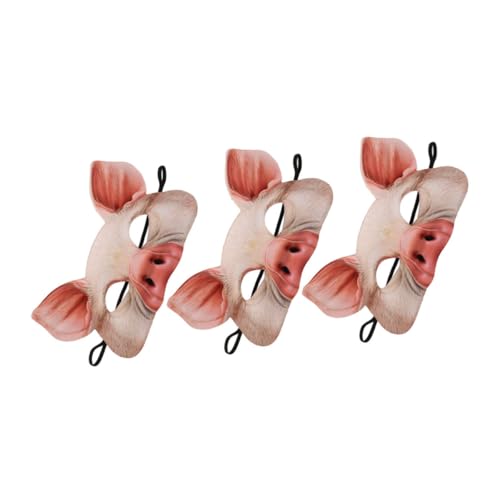 INOOMP 3 Teilige Schweinemaske Halloween Gruselige Halbgesichts Schweinemaske Für Tiermaskerade Karneval Kleiderpartys Festival Thema Cosplay Kostüm Rosa von INOOMP
