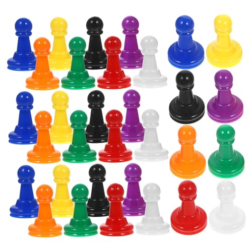INOOMP 32 Stück Teiliges Bunte Kunststoff Schachfiguren Mehrfarbige Spielfiguren für Brettspiele Robuste Spielsteine für Gesellschaftsspiele Geeignet für Party und Familienrunden von INOOMP