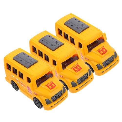 INOOMP 3Stücke Rückziehautos für Schulbus Spielzeugfahrzeug Reibungsbetriebenes Auto für Geburtstagsfeiern und Spielpartys Langlebiges Kunststoffdesign Fördert von INOOMP