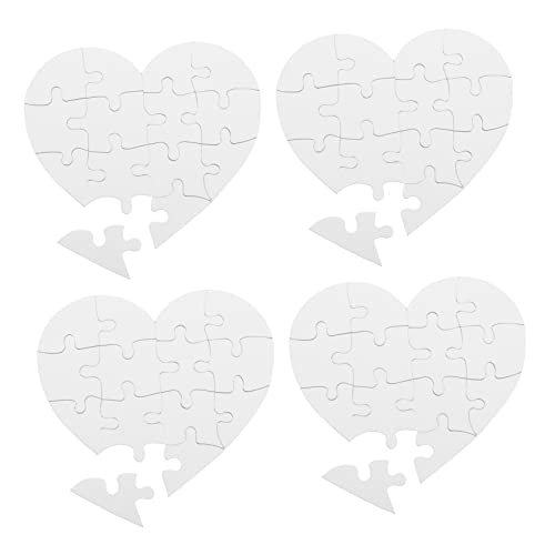 INOOMP 4 Sätze Herzförmiges Malvorlagen Rätsel Malen, Die Leeres Puzzle Färben Erstellen Druckbares Puzzle Rätsel Für Zeichnung Rätsel Planke DIY -puzzleteilchen Papier von INOOMP