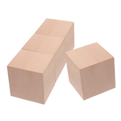 INOOMP 4 Stück Bausteine ​​lehrmittel Leere Holzklötze Lernspiel Unvollendete Quadratische Holzblöcke Quadratische Holzwürfel Unfertige Holzwürfel Khaki Hölzern von INOOMP