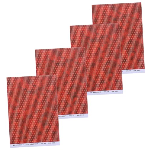 INOOMP 4 Stück Dollhouse Decoration Sticker Simulation Mini-Bodenbelag minimalistisches Wandkunstdekor Garderobenkleber Puppenhaus-Fliesentapete Bodentapete Papier Brown von INOOMP