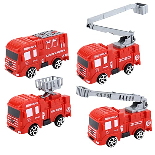INOOMP 4 Stück Feuerwehrauto Feuerwehrauto Geburtstagsdekorationen Autos Spielzeugautos Kinderspielzeug Lastwagen Auto Kind Feuerwehrauto Feuerwehrauto Dessert Verzierungen Rot von INOOMP