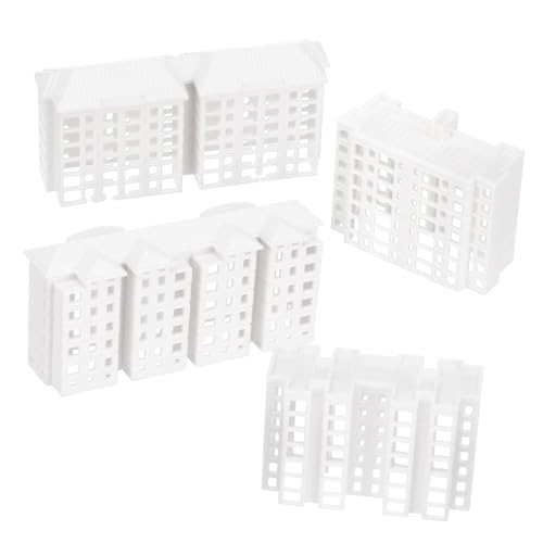 INOOMP 4 Stück Gebäudemodellornamente Miniaturhäuser zum Basteln architektonisch Puppenhausgebäude plastikenten caakg Zubehör für die Landschaftsgestaltung Simulationsgebäudemodell Weiß von INOOMP