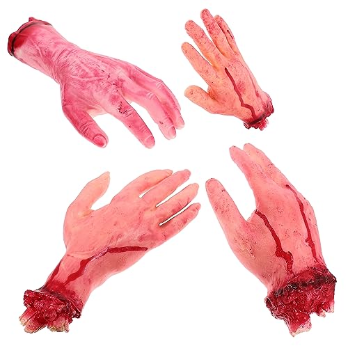 INOOMP 4 Stück Gebrochene Handrequisiten Finger beängstigendes gefälschte abgetrennte Hände Handhalloween groß blutige Körperteile Halloween Realistische Körperteile Halloween von INOOMP