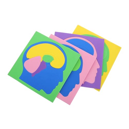 INOOMP 4 Stück Gehirnrätsel für Denksportaufgaben Rätsel Gehirn Rätsel Gehirnmodell kleine Rätsel für Erwachsene Kinderpuzzle Blockpuzzle Montessori-Rätsel Gehirn-Puzzle Eva von INOOMP