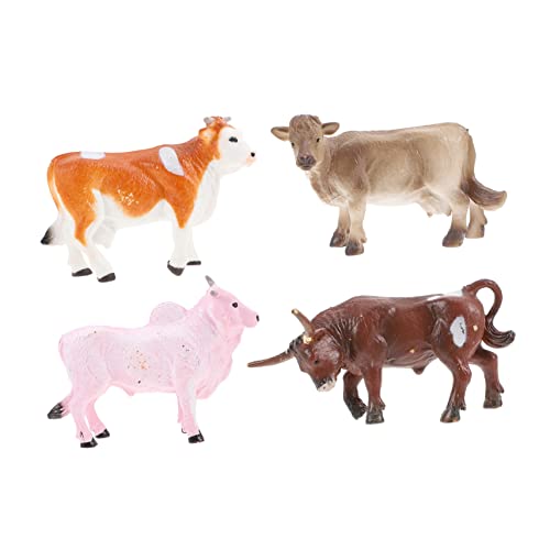 INOOMP 4 Stück Kalb-Modell- Kuhspielzeug für Bullen Spielzeugkühe für Animals Toys for kindergeburtstags mitgebsel Mini-Kuh-Schmuck Desktop - Plastik von INOOMP