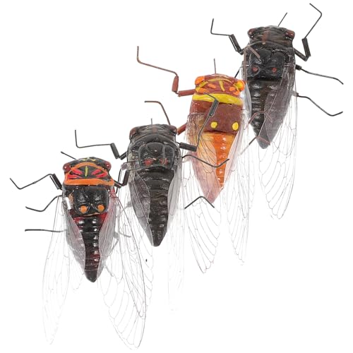 INOOMP 4 Stück Kunststoff-Zikaden Realistische Insektenfiguren Spielzeug Gefälschte Zikade-Modelle Kunststoff- Figuren Simulierte Tierfiguren Fliegenwitz-Spielzeug Streichspielzeug von INOOMP