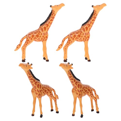 INOOMP 4 Stück Mikrolandschaft Giraffe Terrarium zubehör Giraffenstatue aus Harz kleine Tierskulptur kleine Giraffenfigur Mini-Tiermodell Harz-Giraffe-Ornament Orange von INOOMP