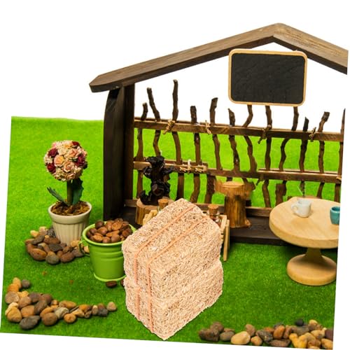 INOOMP 4 Stück Mini Hausdekor Stapeldekorationen Mini Ballen Strohballen Mini Heuballen Dekoration Für Tischhandwerk Heu Stroh Miniatur Heuballen Stroh Heuparty Winziges von INOOMP