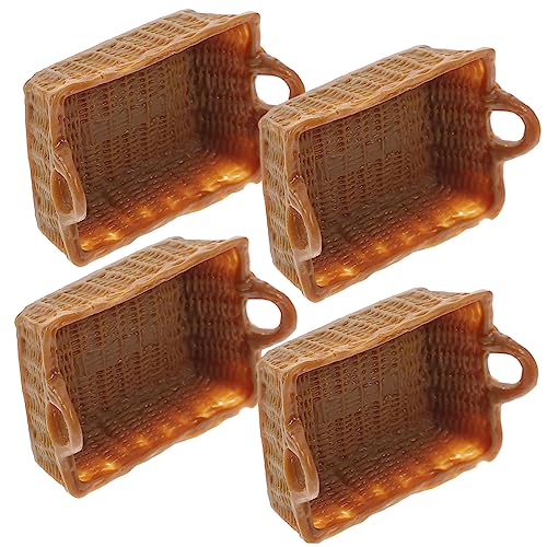 INOOMP 4stücke Teiliges Miniatur-Rattan-körbe Für Puppenhaus Realistische Maßstab Obst Und Gemüsebehälter Hochwertige Resin Deko Für Miniatur-szenen Und -projekte von INOOMP