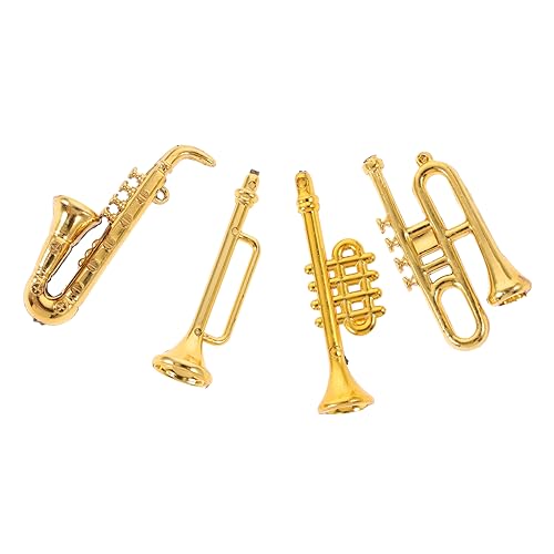 INOOMP 4 Stück Mini Saxophon Modellinstrumente Puppenhaus Miniatur Musikalisches Trompetenspielzeug Musikzimmer Saxophon Mini Winzige DIY Mini Gitarre Puppenzubehör Fotografie von INOOMP