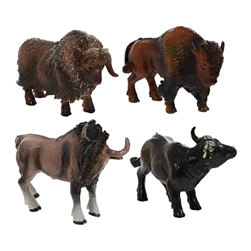 INOOMP 4 Stück Modell Kuh Ornamente Kühe Bauernhof Kuh Plüsch Kuh Mit Hörnern Kalb Wilde Kühe Kuh Bulle Tierfiguren Kuh Mini Kuh Figuren Weichplastik von INOOMP