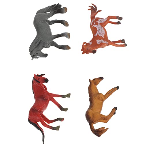 INOOMP 4 Stück Pferdemodell kleine Pferdeskulptur Pferdespielzeug Spielzeugpferde Pferdestatue Pferdefigur Pferde Modellpferd Plastik von INOOMP