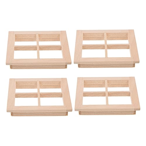 INOOMP 4 Stück Puppenhausdekoration bastelzeug Micro mikrolle Modellbau Dollhouse Accessories Toys winzig Möbel Machen Bausatz Miniatur Fensterrahmenverzierung aus Holz Mini- -Dekore von INOOMP