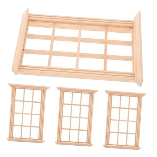 INOOMP 4 Stück Puppenhausmodell Kleine Hausdekoration Kleines Mini Landschaftsschmuck Mini Requisite Fenstermodell Mini Ornament Mini Hausschmuck Fensterrahmen von INOOMP