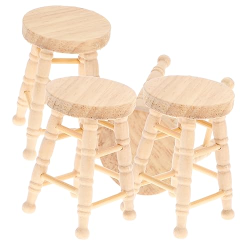 INOOMP 4 Stück Runder Holzhocker Modell Puppenhaus Requisite Kinderspielzeug Hocker Kindermöbel Für Spielzeughaus Puppenhausmöbel Kinderspielzeug Kinderhocker Mini Hausmöbel von INOOMP