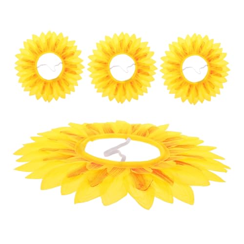 INOOMP 4 Stück Sonnenblumenkopfbedeckung Floraler Kopfschmuck Blumenhut Kostüm Blumenhüte Kostüm Sonnenblumen-kopfschmuck-kostüm Lustiger Sonnenblumenhut Seidentuch Gelb von INOOMP