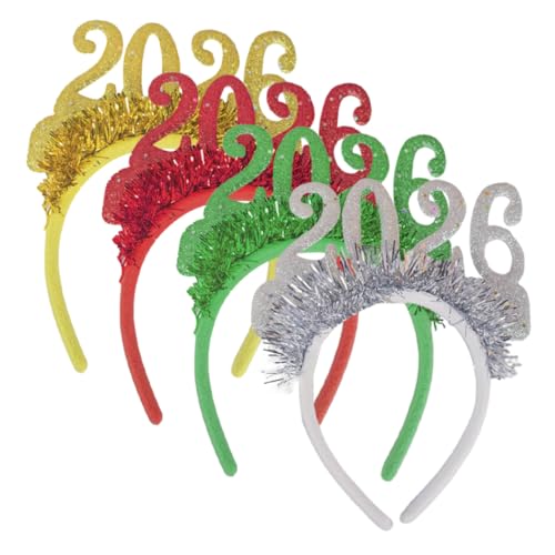 INOOMP 4 Stück Stirnband Urlaub Stirnbänder funkelnder Haarreif neujahr haarbänder Haargummis für die Silvesterparty Feiertagsstirnbänder für Mädchen Haarschmuck für Silvester Stoff von INOOMP