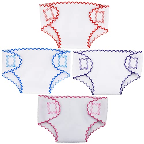 INOOMP 4 Stück Teiliges Puppenwindel für Puppen Wiederverwendbare Puppenunterwäsche Rosa Rot und Blau Zubehör für Fantasievolles und Frühe Erziehung von INOOMP