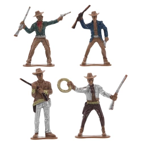 INOOMP 4 Stück Western-Cowboy-Modell Cowboy-Geburtstagsparty-Dekorationen Miniatur-Cowboy-Figur Cowboy und Figuren Westen Western-Cowboy-Miniatur Mini-Cowboy-Figur Cowboy- Plastik von INOOMP