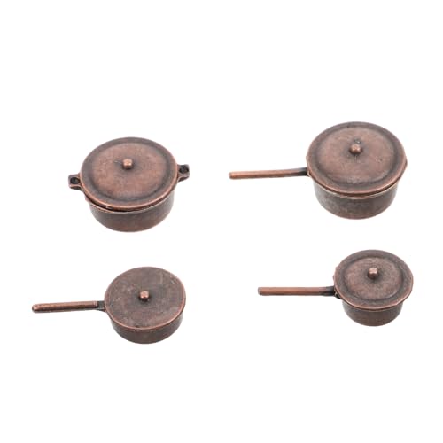 INOOMP 4Er Set Puppenhaus -Topf -Set winzige Möbel Miniaturmöbel Mini-Kochgeschirr für die Küche Kindersimulation Pfannen Ornamente Miniaturtöpfe Metall Dark Brown INOOMP 4Er Set Puppenhaus -Topf -Set winzige Möbel Miniaturmöbel Mini-Kochgeschirr für die Küche Kindersimulation Pfannen Ornamente Miniaturtöpfe Metall Dark Brown von INOOMP