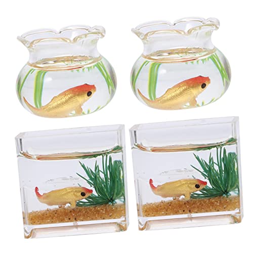 INOOMP 4Stücke Miniaturfischschale aus Winzige Glaskübel für Puppenhäuser und Tischdekoration Aquarien für Kreative Wohnräume und Kinderzimmer Dekoration von INOOMP