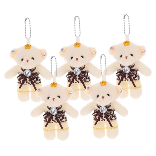 INOOMP 5 Stück Hochzeitsbären Spielzeugstrauß Mini Bärenpuppe Wohnaccessoire Tragbarer Bärenanhänger Hängender Mini Bärendekor Kleine Bärenpuppen Kleines Bärendekor Bärenanhänger von INOOMP