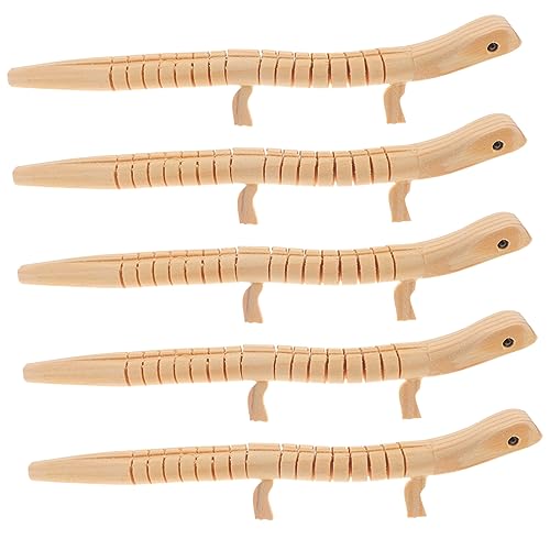 INOOMP 5 Stück Hölzerne Echsenspielzeug tierisches Streich wackelt wackelig holztiere Kinderspielzeug kleines Echsenspielzeug Holzschlangen, die wackeln Khaki von INOOMP