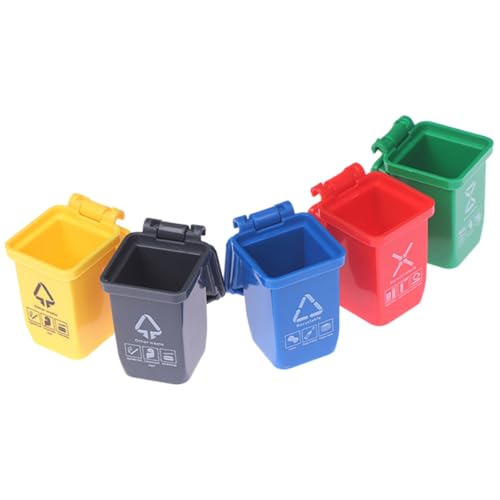 INOOMP 5 Stück Mini -müll Kann Modellieren Puppenhaus-mülleimer Kleines Modell Mülltonne Mit Deckel Miniatur-mülltonne Hausmülleimer Mülleimer Figur Scheibengardinen Miniaturdose von INOOMP