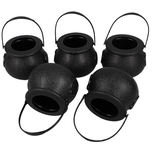 INOOMP 5 Stück Süßigkeiteneimer Aus Plastik Gruselig Drinnen Dekorationen Zaubererkessel Halloween Kessel Wasserkocher Mini-kessel Dekorativ Kleiner Kessel Party Streich Hexen Abs Schwarz von INOOMP