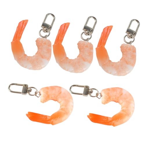INOOMP 5 Stück Teiliges Realistisches Garnelen Schlüsselanhänger Lebensnahe Garnelenform Dekorative Tasche Anhänger Simulation Lebensmittel Schlüsselring Kreatives für Partys von INOOMP