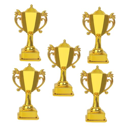 INOOMP 5 Stück Trophäenmodell Puppenhaus-miniaturen Mini-Dinge Miniaturpuppen Mini-trophäen Zur Auszeichnung Für Winzig Trophäe Fußball-trophäe Plastik Golden von INOOMP