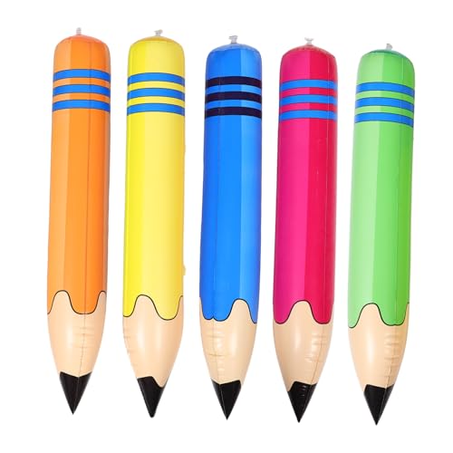 INOOMP 5 Stück aufblasbares Bleistiftspielzeug Buntstiftmotorie -Klassenzimmerdekoration Bleistift aufblasen Große Bleistift-Schlauchboote großer Bleistiftballon PVC von INOOMP