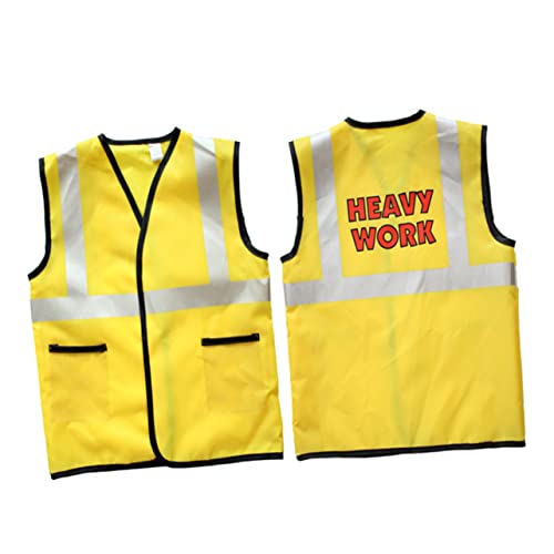 INOOMP 5 Stücke Kleine Kleidung Bauarbeiter Kostüm Bau Weste Kostüme Outfit Kleid Junge Halloween Cosplay Arbeiter Overall Party Gelb von INOOMP