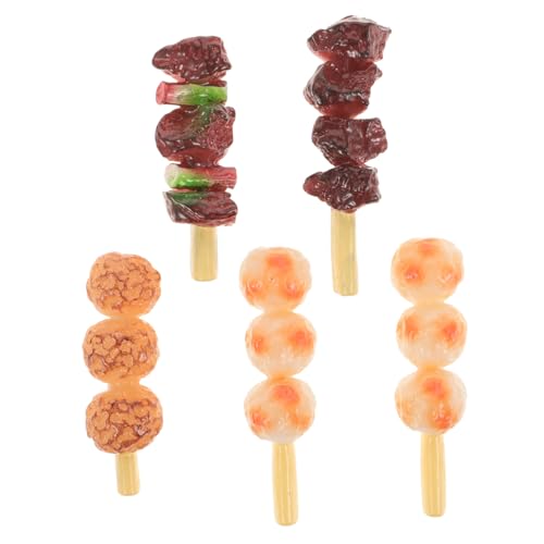 INOOMP 5 Stücke Simulation Grillspieße Mini Lebensmittel Gefälschte Lebensmittel Gefälschte Grill Fleisch Realistische Grill Grill Spielset Mini Lebensmittel Grill PVC von INOOMP