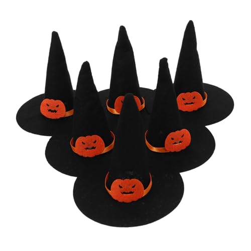 INOOMP 6 Mini Hexenhüte Aus Filz Winzige Hüte Für Halloween Mottoparty Dekorationen – Weinflaschenaufsätze Abdeckungen DIY Haarschmuck von INOOMP