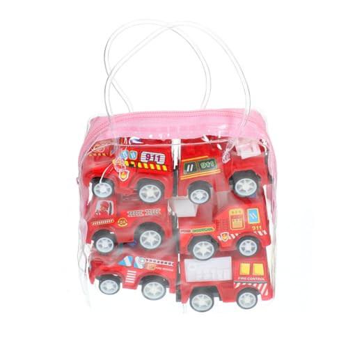 INOOMP 6 Stück Auto Zurückziehen Cartoon-Push-Auto Träge Kleine Fahrzeuge Autospielzeug Für Kleinkinder Cartoon Bauauto Kinderautospielzeug Rot Plastik von INOOMP