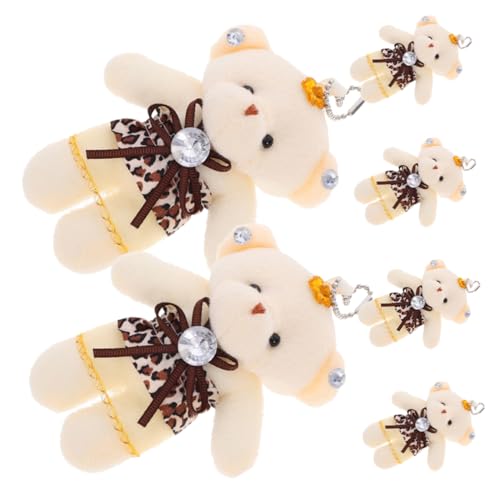 INOOMP 6 Stück Hochzeitsbär- Kleine Bären Winziges Bärendekor Cartoon-Puppe Schlüsselanhänger-anhänger Bärenanhänger Bärenverzierung Brown Plüsch von INOOMP