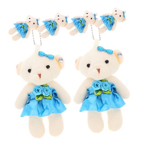 INOOMP 6 Stück Hochzeitsbär- Winziges Bärendekor Kleine Bären Schlüsselanhänger Bärenanhänger Haushaltszubehör Cartoon-bär-Puppe Tragen Plüsch Blue von INOOMP