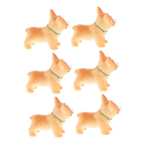 INOOMP 6 Stück Mikro Landschaftsornament Puppenhaus Mini Tierfiguren Mini Hundefiguren Puppenhaus Ornamente Tierfiguren Miniatur Gartenzubehör Miniatur Kuchenaufsätze Aus von INOOMP