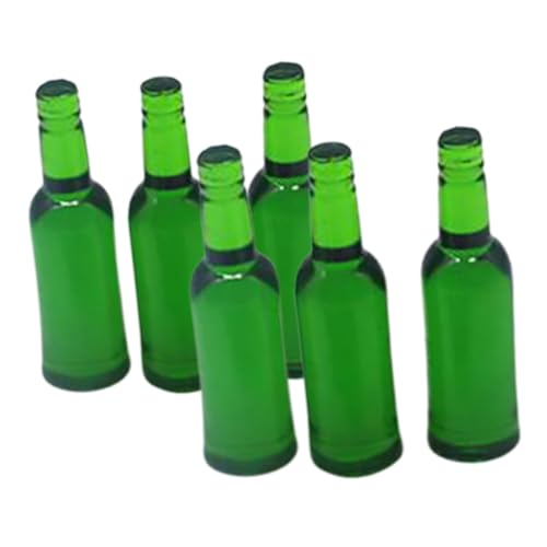 INOOMP 6 Stück Mini Bierflasche Party Mini Miniaturen Blaues Puppenhaus Zubehör Mini Modell Mini Landschaftsschmuck Winziges Grünes Harz von INOOMP