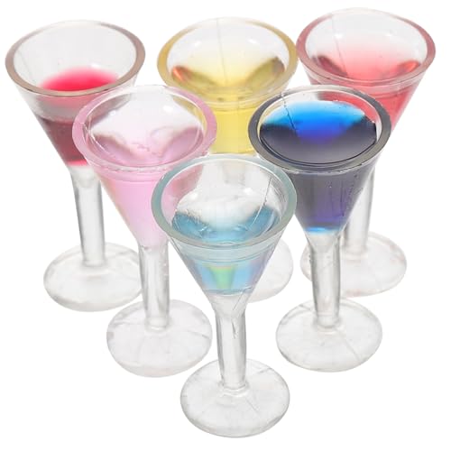 INOOMP 6 Stück Mini -Cocktails Puppe Weinbecher Miniaturdekor Mini-Tasse klein Miniatur -Cocktailgläser Mini- aus Glas Miniatur-Dekorationen Miniatur-Zubehör Harz von INOOMP