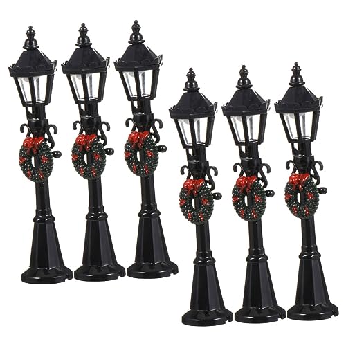 INOOMP 6 Stück Mini Straßenlaternen Modell Weihnachtslaternenpfähle Dorf Miniatur Straßenlaterne Requisite Mini Lampe Für Dorfhäuser Miniaturen Weihnachtsdekoration von INOOMP
