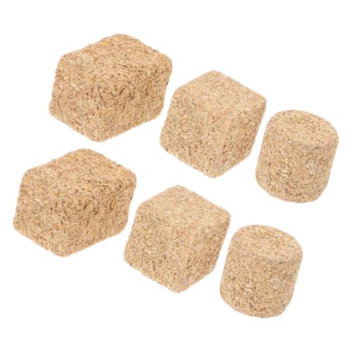 INOOMP 6 Stück Mini-heuhaufen-Modell Stroh Heu Mini-strohheu Miniatur-heuballen-Figur Strohballen Miniatur-heuhaufen Mini-heuballen Zum Basteln Künstliche Heuballen Holz Khaki von INOOMP