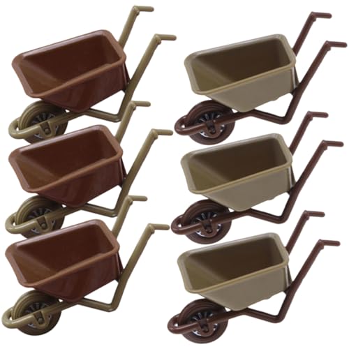 INOOMP 6 Stück Mini-kunststoffwagen Mini -radkernmodell Mini-gartenschubkarre Minirad Modell Schubkarre Mini-schubkarre-Dekoration Puppenhaus Schubkarre Kind Schubkarre Plastik von INOOMP