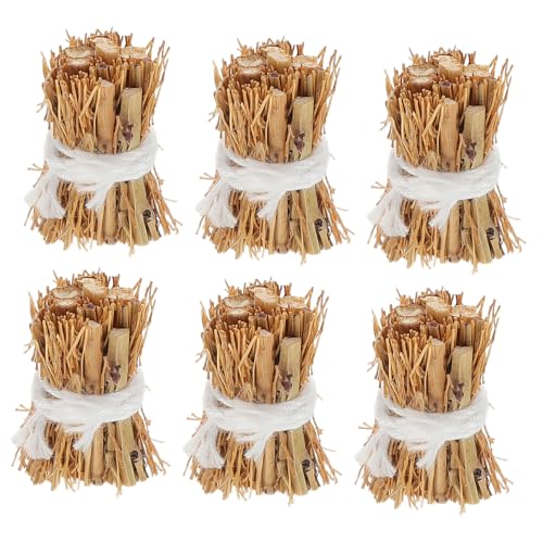 INOOMP 6 Stück Miniatur -Gras -Brennholz -Stapelmodell Künstliches Heu zur Dekoration Miniatur-Puppenhauszubehör Fotografie-Requisiten Miniatur-Heuballen Khaki von INOOMP
